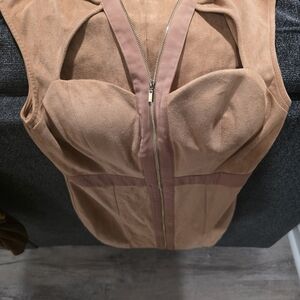 Brown Suede Sleeveless Top